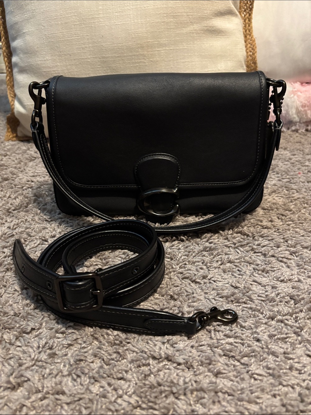 Coach Black Soft Tabby Leather Crossbody with Signature C Hardware